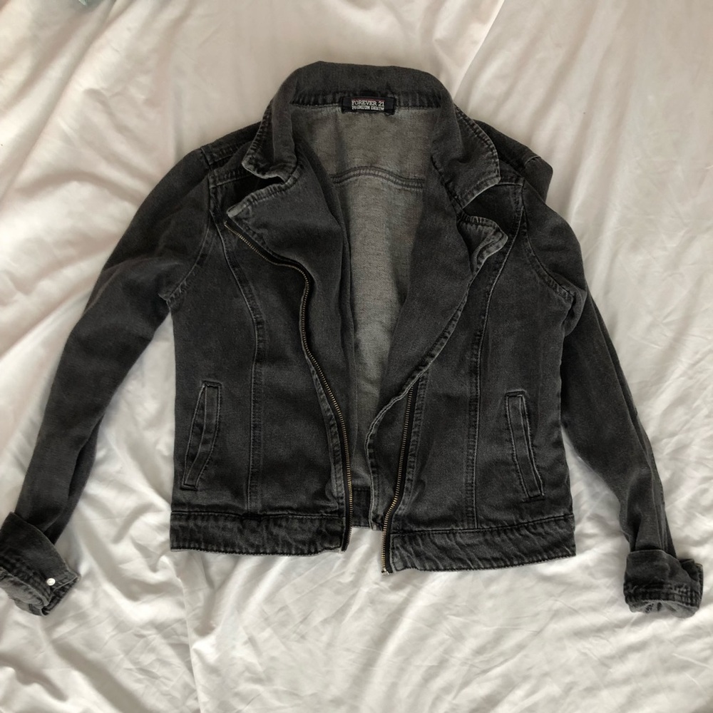 F21 Asymmetrical Denim Jacket